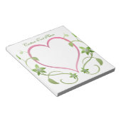 Romantic Pink Heart Green Vines Elegant Wedding Notitieblok (Schuin)