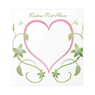 Romantic Pink Heart Green Vines Elegant Wedding Notitieblok