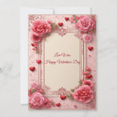 Romantic Pink Heart Motifs Valentine Party Floral  Kaart (Achterkant)