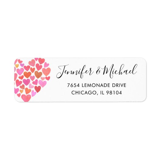 Romantic Pink Heart Return Label (Voorkant)