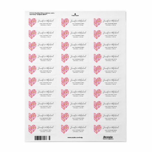 Romantic Pink Heart Return Label (Full Sheet)