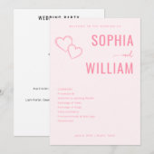 Romantic Pink Heart Wedding Invitations Programmakaart (Voorkant / Achterkant)