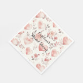 Romantic Pink Hearts Roses Floral Bridal Shower Servet (Hoek)