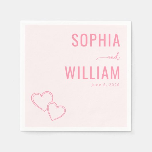 Romantic Pink Hearts Servet (Voorkant)