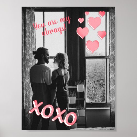 Romantic Pink Hearts XOXO Foto Valentijn Poster (Voorkant)