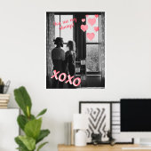 Romantic Pink Hearts XOXO Foto Valentijn Poster (Thuiskantoor)