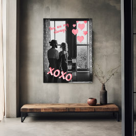 Romantic Pink Hearts XOXO Foto Valentijn Poster