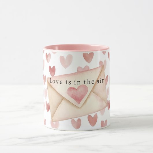 Romantic Pink Love Hearts Valentine's Day Mok (Midden)