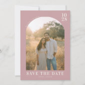 Romantic Pink Minimalist Photo Save The Date (Voorkant)