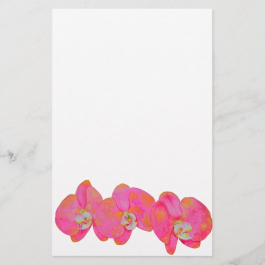 Romantic Pink Orchid waterverf schilderij Briefpapier (Voorkant)