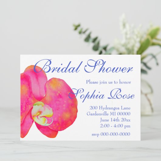 Romantic Pink Orchid waterverf schilderij Kaart (Staand voorkant)