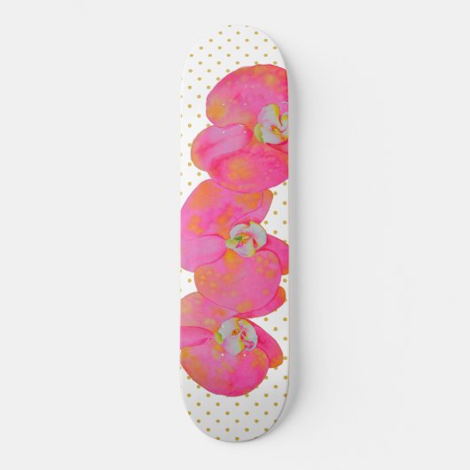 Romantic Pink Orchid waterverf schilderij Persoonlijk Skateboard (Voorkant)