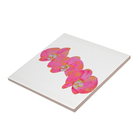 Romantic Pink Orchid waterverf schilderij Tegeltje (Zijkant)