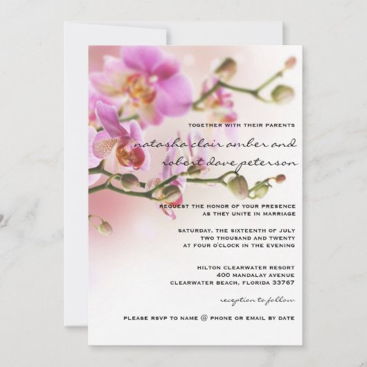 Romantic Pink Orchids Weddenschap 5x7 Kaart (Voorkant)