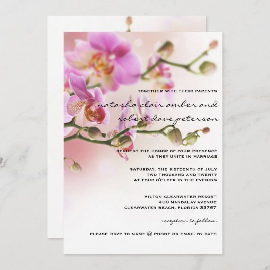 Romantic Pink Orchids Weddenschap 5x7 Kaart (Voorkant / Achterkant)