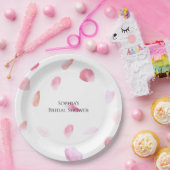 Romantic Pink Peach Rose Petals Bridal Shower Papieren Bordje (Feest)