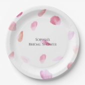 Romantic Pink Peach Rose Petals Bridal Shower Papieren Bordje (Voorkant)