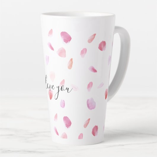 Romantic Pink Peach Rose Petals Floral Latte Mok (Rechterhoek)