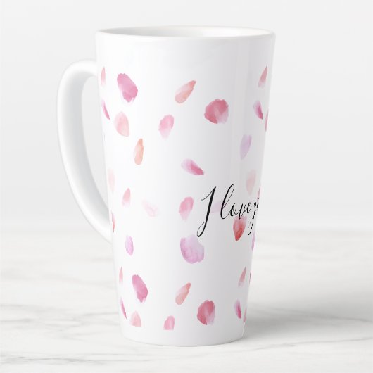 Romantic Pink Peach Rose Petals Floral Latte Mok (Linkerhoek)