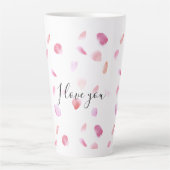 Romantic Pink Peach Rose Petals Floral Latte Mok (Voorkant)