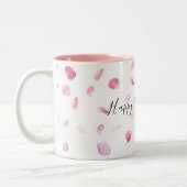 Romantic Pink Peach Rose Petals Floral Tweekleurige Koffiemok (Links)