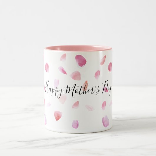 Romantic Pink Peach Rose Petals Floral Tweekleurige Koffiemok (Center)