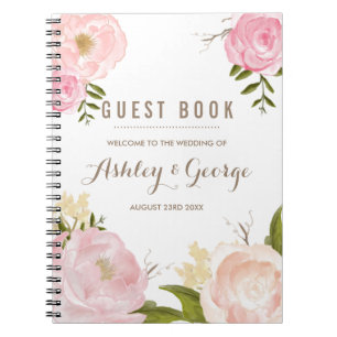 Romantic Pink Peonies Speciaal gastboek Notitieboek