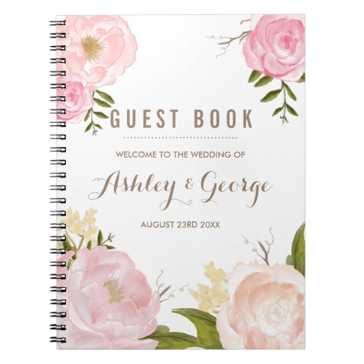 Romantic Pink Peonies Speciaal gastboek Notitieboek (Voorkant)
