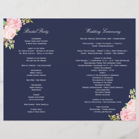 Romantic Pink Peonies Wedding Programs (Achterkant)