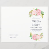 Romantic Pink Peonies Wedding Programs (Voorkant)