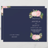Romantic Pink Peonies Wedding Programs (Voorkant / Achterkant)