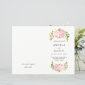 Romantic Pink Peonies Wedding Programs (Staand voorkant)