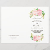 Romantic Pink Peonies Wedding Programs (Voorkant)