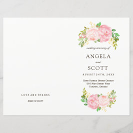 Romantic Pink Peonies Wedding Programs