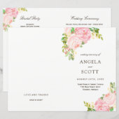 Romantic Pink Peonies Wedding Programs (Voorkant / Achterkant)