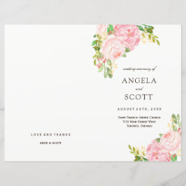 Romantic Pink Peonies Wedding Programs