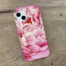 Romantic Pink Peony Petals Closeup iPhone 15 Mini Hoesje