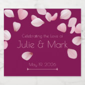 Romantic Pink Petals Custom Champagne Label Sparkling Wijnetiket (Enkel label)