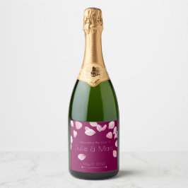 Romantic Pink Petals Custom Champagne Label Sparkling Wijnetiket