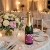 Romantic Pink Petals Custom Champagne Label Sparkling Wijnetiket