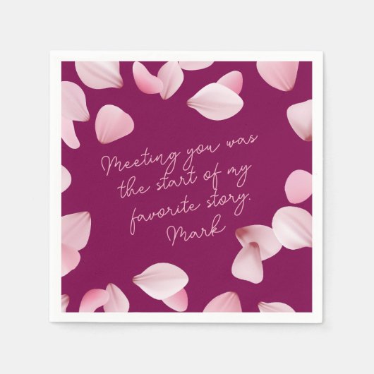 Romantic Pink Petals Love Note Servet (Voorkant)