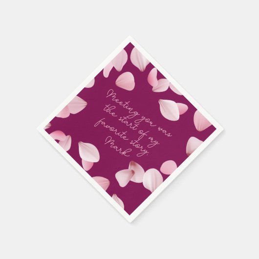 Romantic Pink Petals Love Note  Servet (Hoek)