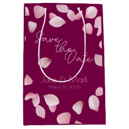 Romantic Pink Petals Save the Date Wedding Medium Cadeauzakje