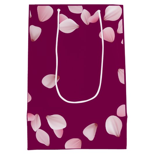 Romantic Pink Petals Save the Date Wedding Medium Cadeauzakje (Achterkant)