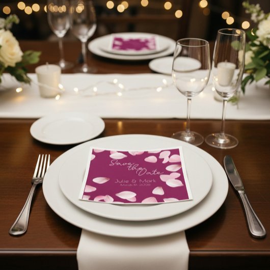 Romantic Pink Petals Save the Date Wedding  Servet