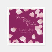 Romantic Pink Petals Save the Date Wedding  Servet (Voorkant)