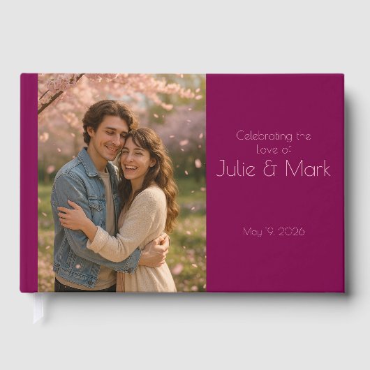 Romantic Pink Petals Wedding Guest Book Gastenboek (Voorkant)