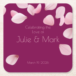 Romantic Pink Petals Wedding Kartonnen Onderzetters