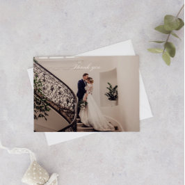 Romantic Pink Photo Wedding Bedankkaart