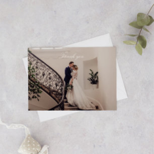 Romantic Pink Photo Wedding Bedankkaart